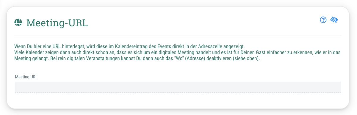 Meeting-URL - Meeting-URL für digitale Veranstaltungen hinterlegen